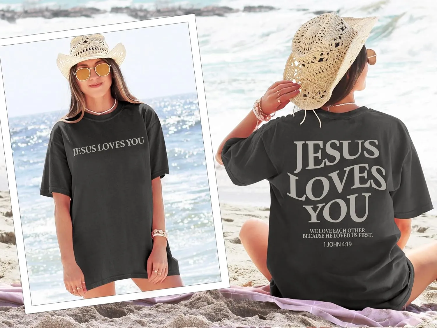 Oversized Tshirts for Women Christian Shirts Faith Over Fear Shirt Short Sleeve Jesus Tees Loose Casual Religious Tops
