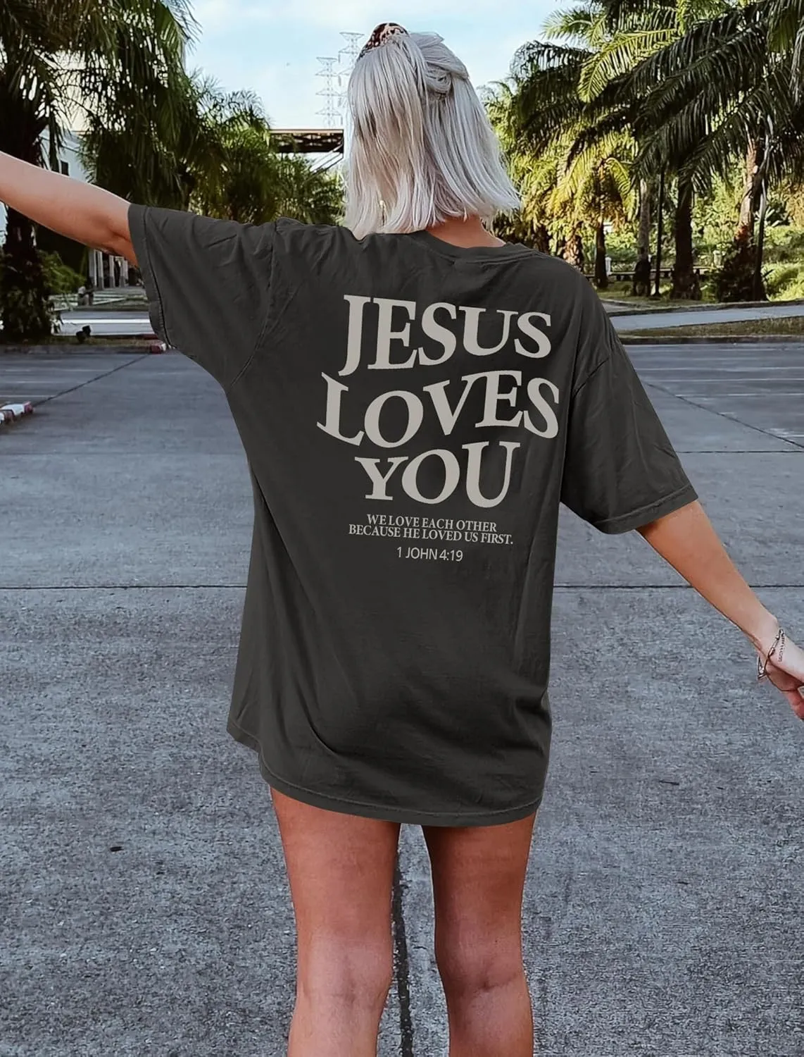 Oversized Tshirts for Women Christian Shirts Faith Over Fear Shirt Short Sleeve Jesus Tees Loose Casual Religious Tops