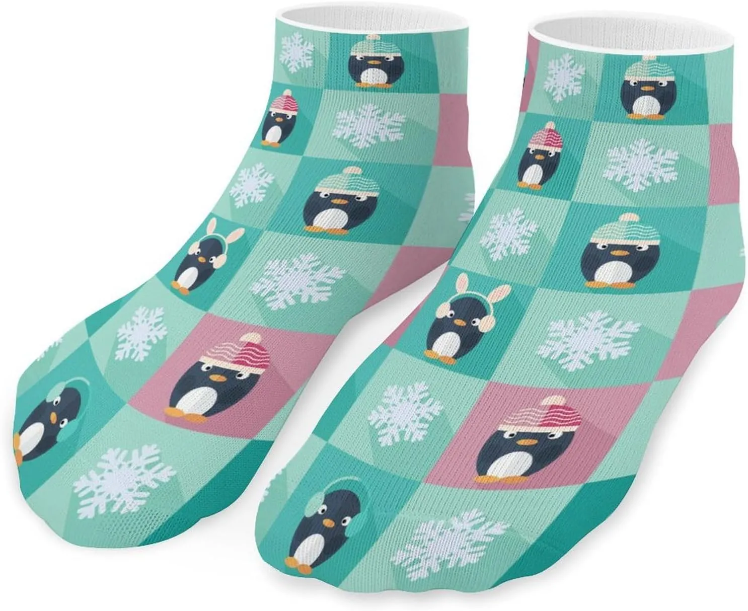 Penguins And Snowflakes Unisex Low Cut Socks No Show Athletic Running Ankle Sock