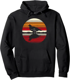 Ptarmigan Bird Sunset Retro Style Safari Vintage 70s Pullover Hoodie
