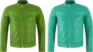 RACER Men's Quilted Biker Leather Jacket Moto Classic Retro Style Fashion Jacket 2565