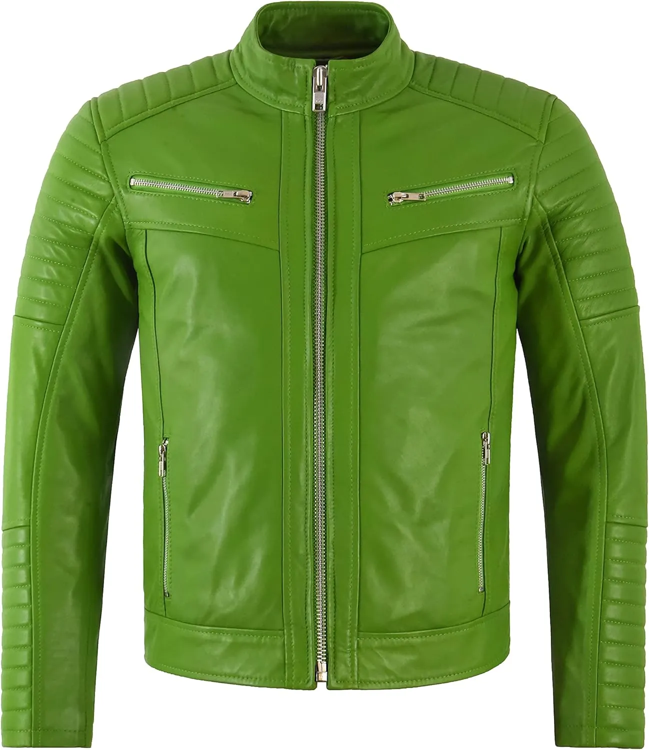 RACER Mens Quilted Biker Leather Jacket Moto Classic Retro Style Fashion Jacket 2565