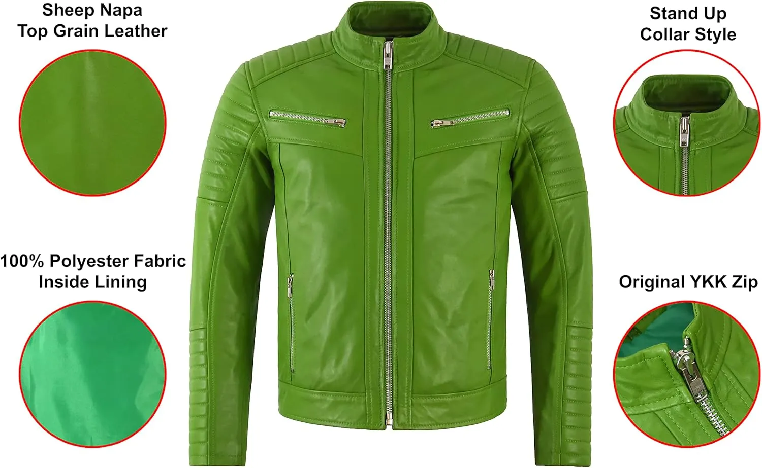RACER Mens Quilted Biker Leather Jacket Moto Classic Retro Style Fashion Jacket 2565