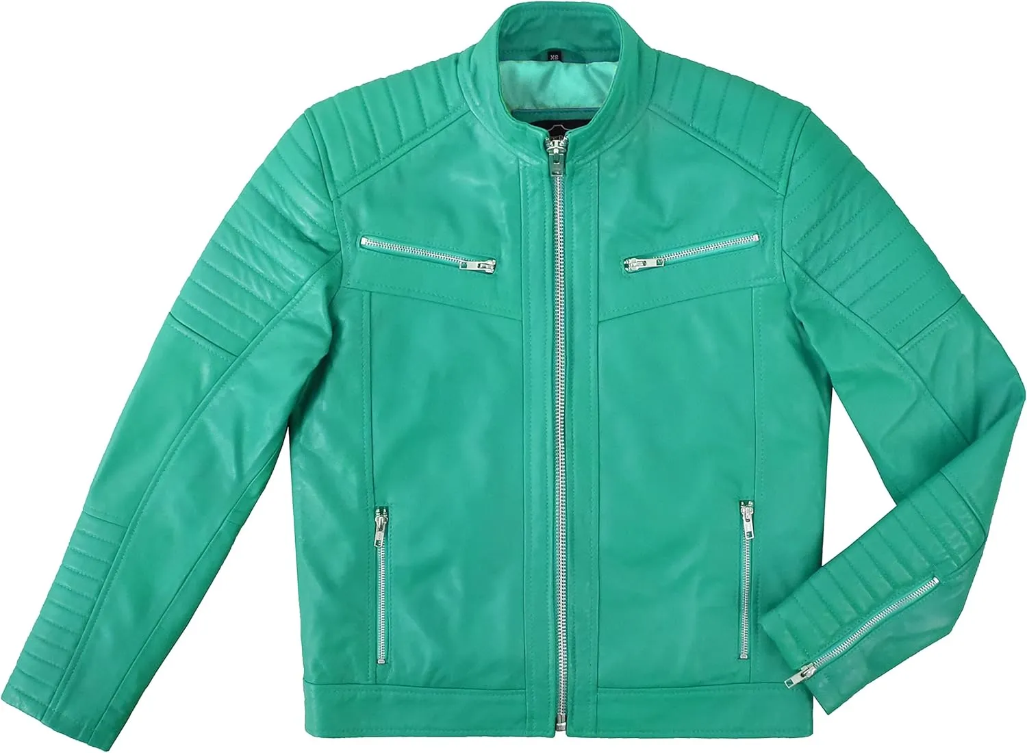 RACER Men's Quilted Biker Leather Jacket Moto Classic Retro Style Fashion Jacket 2565