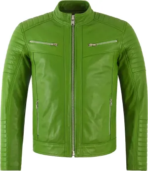 RACER Men's Quilted Biker Leather Jacket Moto Classic Retro Style Fashion Jacket 2565