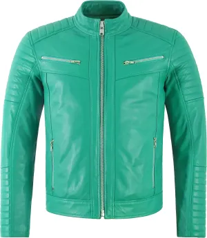 RACER Men's Quilted Biker Leather Jacket Moto Classic Retro Style Fashion Jacket 2565