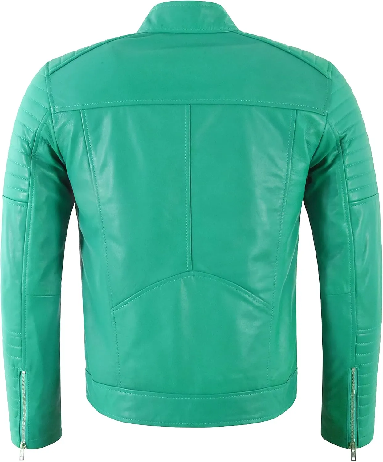 RACER Men's Quilted Biker Leather Jacket Moto Classic Retro Style Fashion Jacket 2565