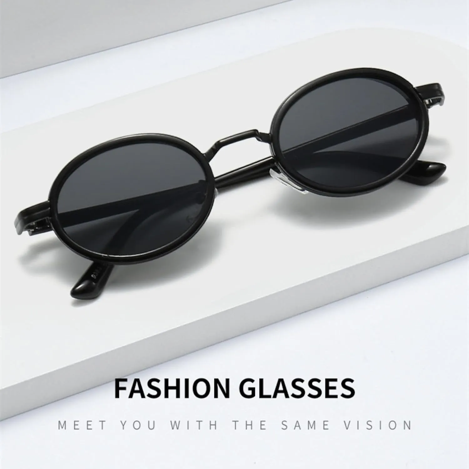 Retro Style Oval Sunglasses Women Small Frame Steampunk Glasses for Gradient