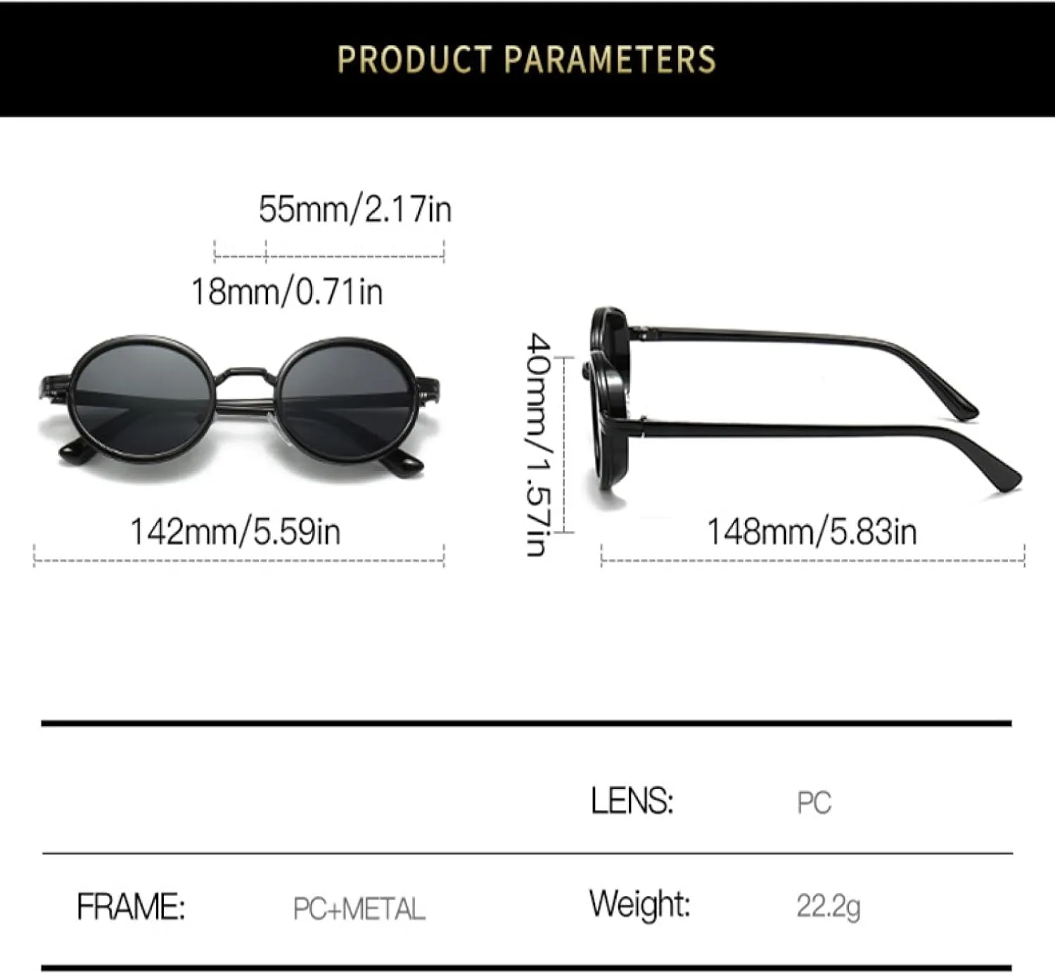 Retro Style Oval Sunglasses Women Small Frame Steampunk Glasses for Gradient