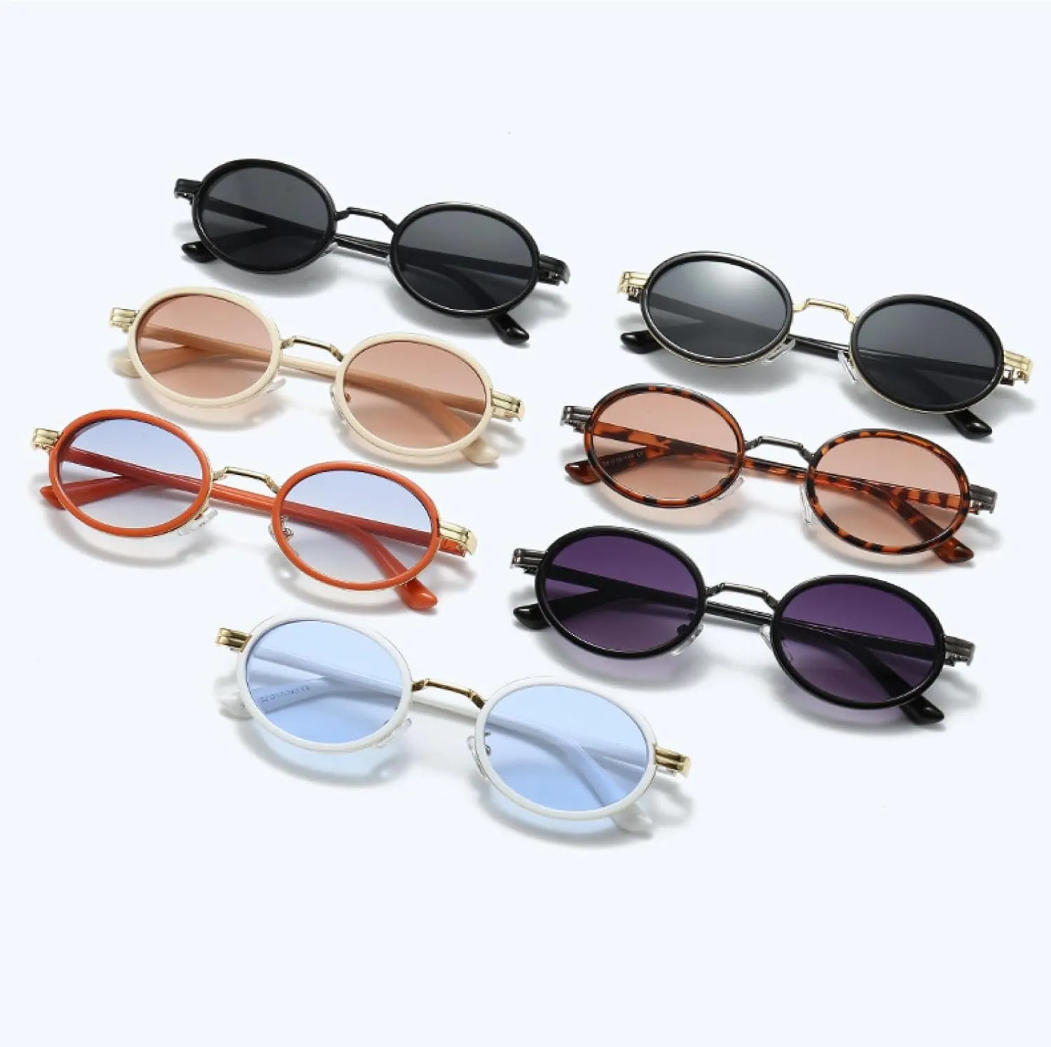 Retro Style Oval Sunglasses Women Small Frame Steampunk Glasses for Gradient