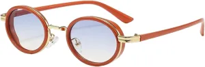 Retro Style Oval Sunglasses Women Small Frame Steampunk Glasses for Gradient