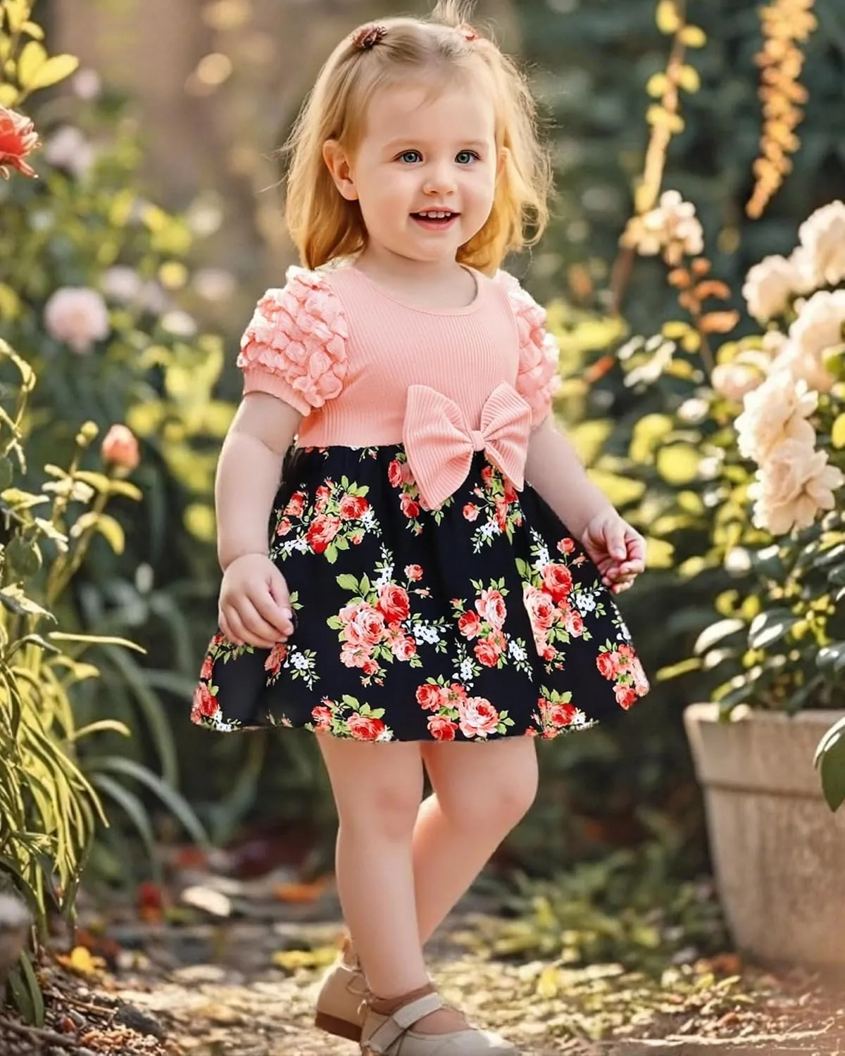Rosibel Baby Girl Dress Newborn Summer Clothes Casual Puff Sleeve Infant Dresses Cute Outfit for Kids 6M-3T