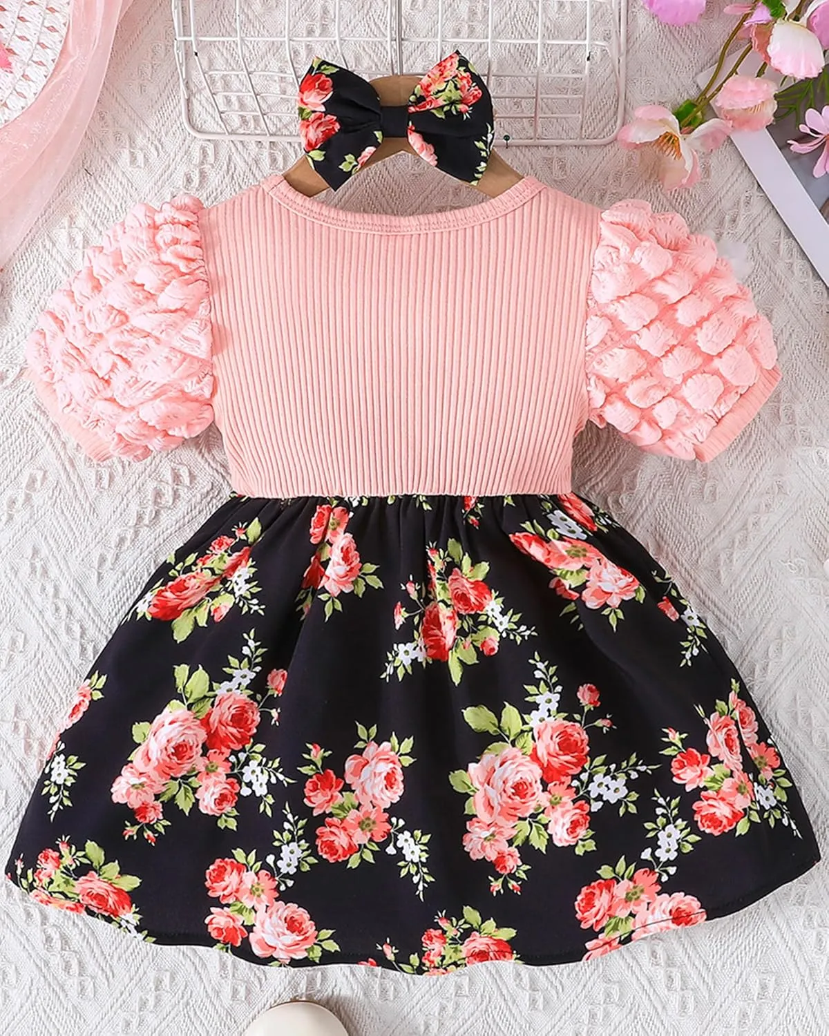 Rosibel Baby Girl Dress Newborn Summer Clothes Casual Puff Sleeve Infant Dresses Cute Outfit for Kids 6M-3T