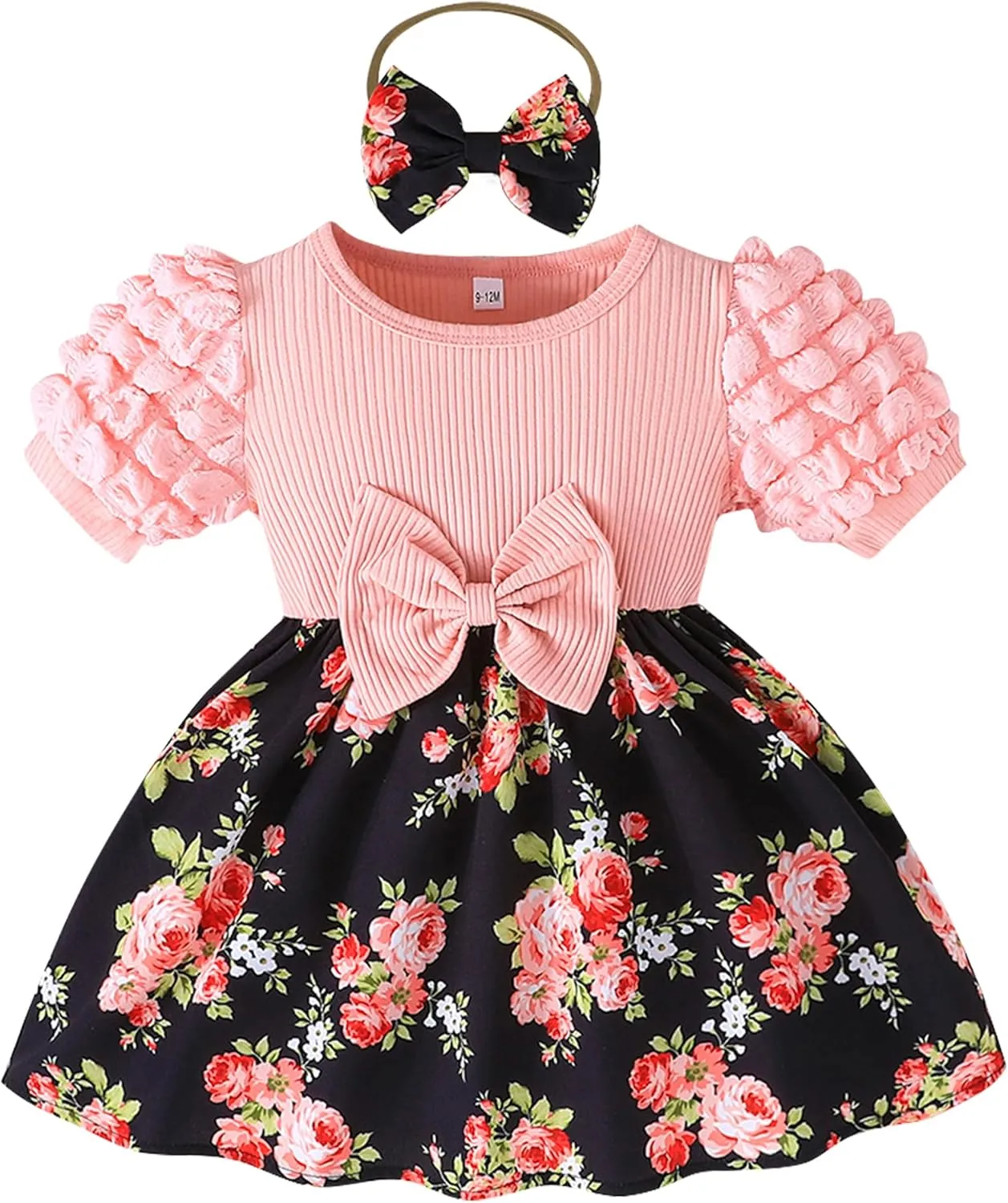 Rosibel Baby Girl Dress Newborn Summer Clothes Casual Puff Sleeve Infant Dresses Cute Outfit for Kids 6M-3T