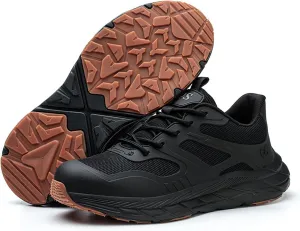Safety Shoes for Mens Work Trainers,Mesh Cloth   TPU Upper Comfortable and Breathable Without Covering Your feet,Suitable for Logistics/Warehouse/Factory,45,Black