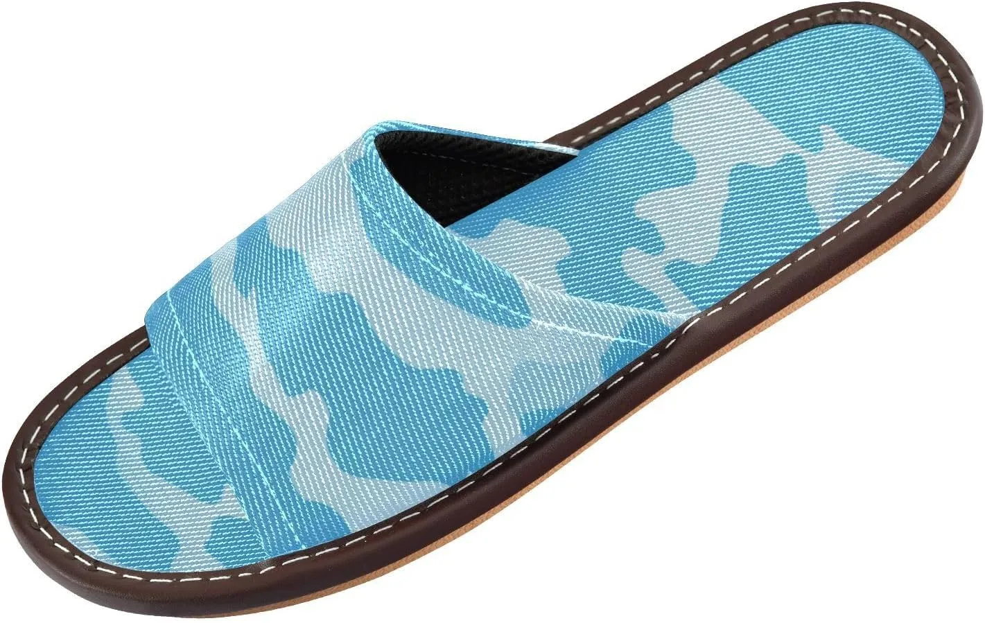 Seaside Foldable Flip Flops - Womens Travel Sandals with Wave Design | Breathable 3-Layer Fabric & Cushioned Heel | Beach Shower Shoes (Blue Wavy Pattern)