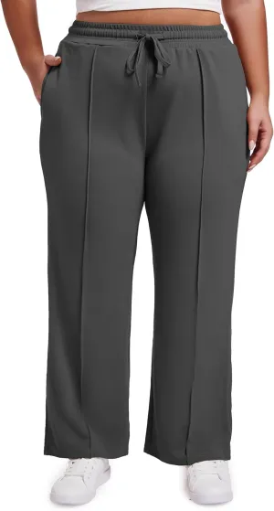 SEKINO Women's Plus Size Wide Straight Leg Pants High Waisted Business Casual Work Pants Trousers with Pockets Drawstring