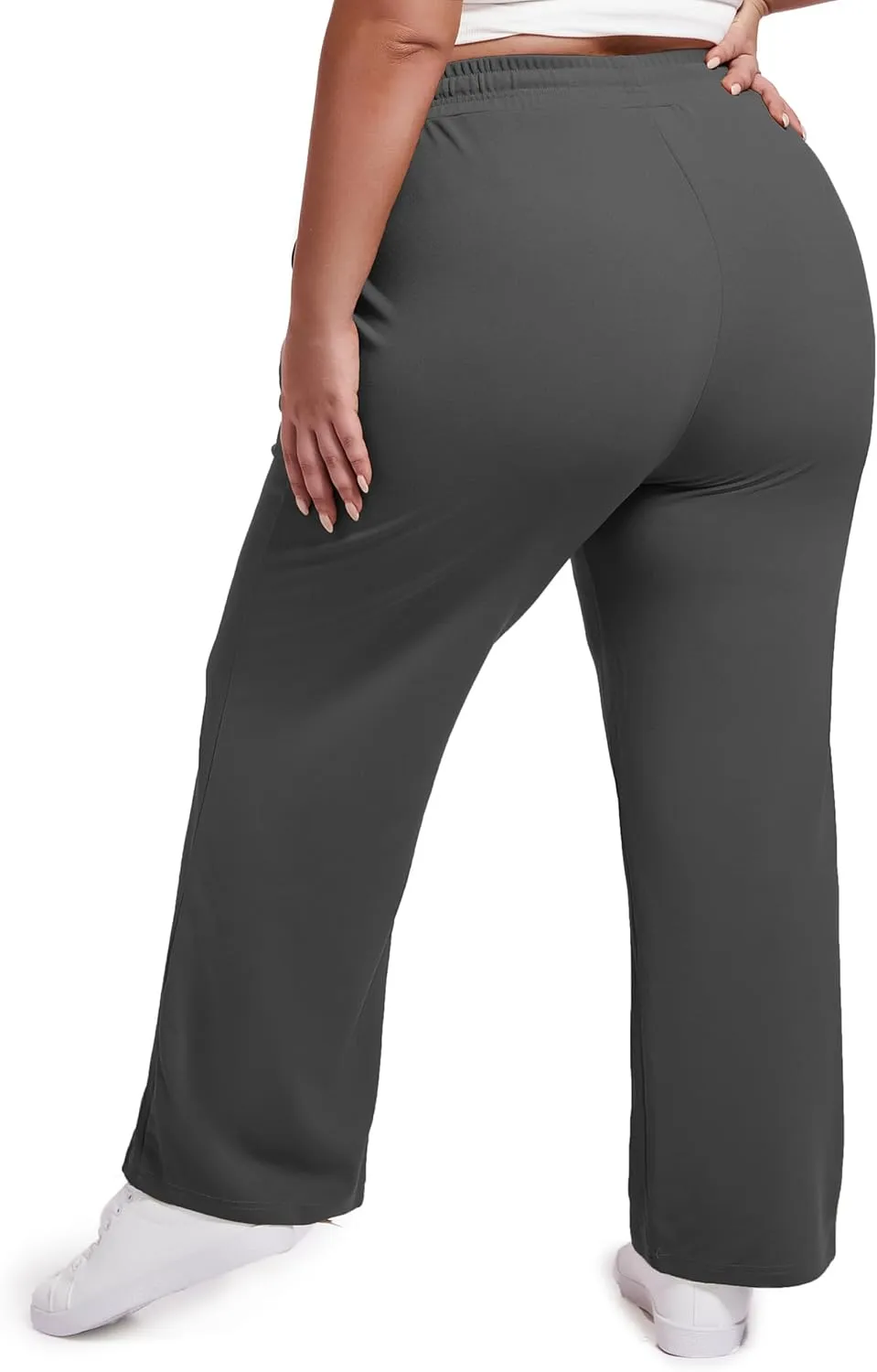 SEKINO Women's Plus Size Wide Straight Leg Pants High Waisted Business Casual Work Pants Trousers with Pockets Drawstring