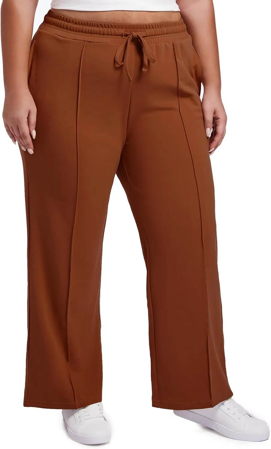 SEKINO Women's Plus Size Wide Straight Leg Pants High Waisted Business Casual Work Pants Trousers with Pockets Drawstring