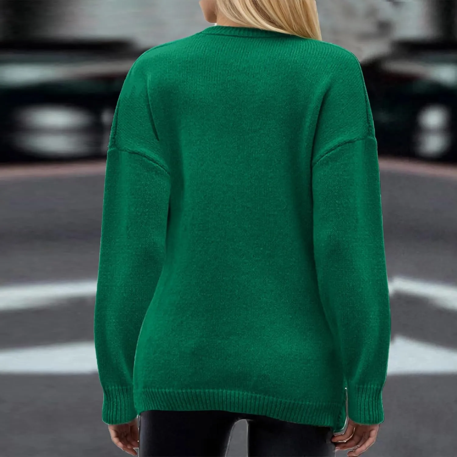 Sexy Sweaters for Women 2024 Drop Shoulder Long Sleeve Wrap Cross V Neck Jumper Tops Cable Knit Pullover Sweater