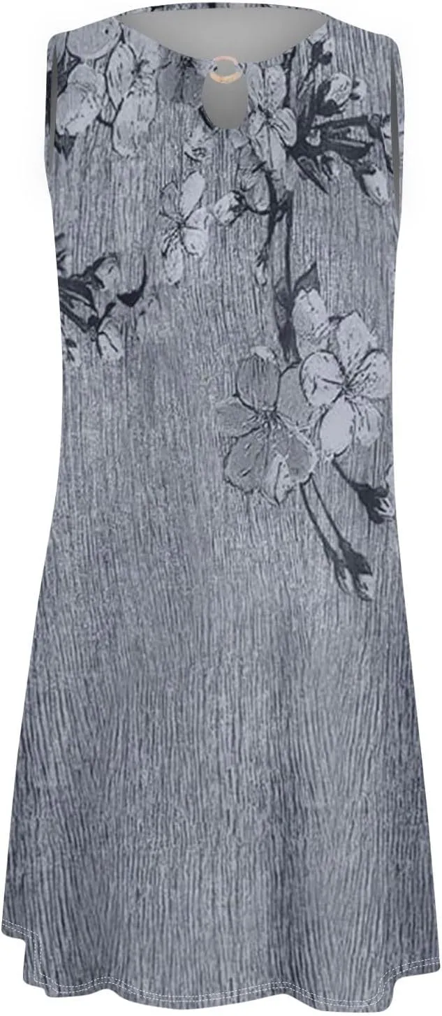 SGASY Women's Casual Summer Sleeveless Dresses Plus Size Swing Tank Dress Hawaiian Beach Sundress with Pockets 2024