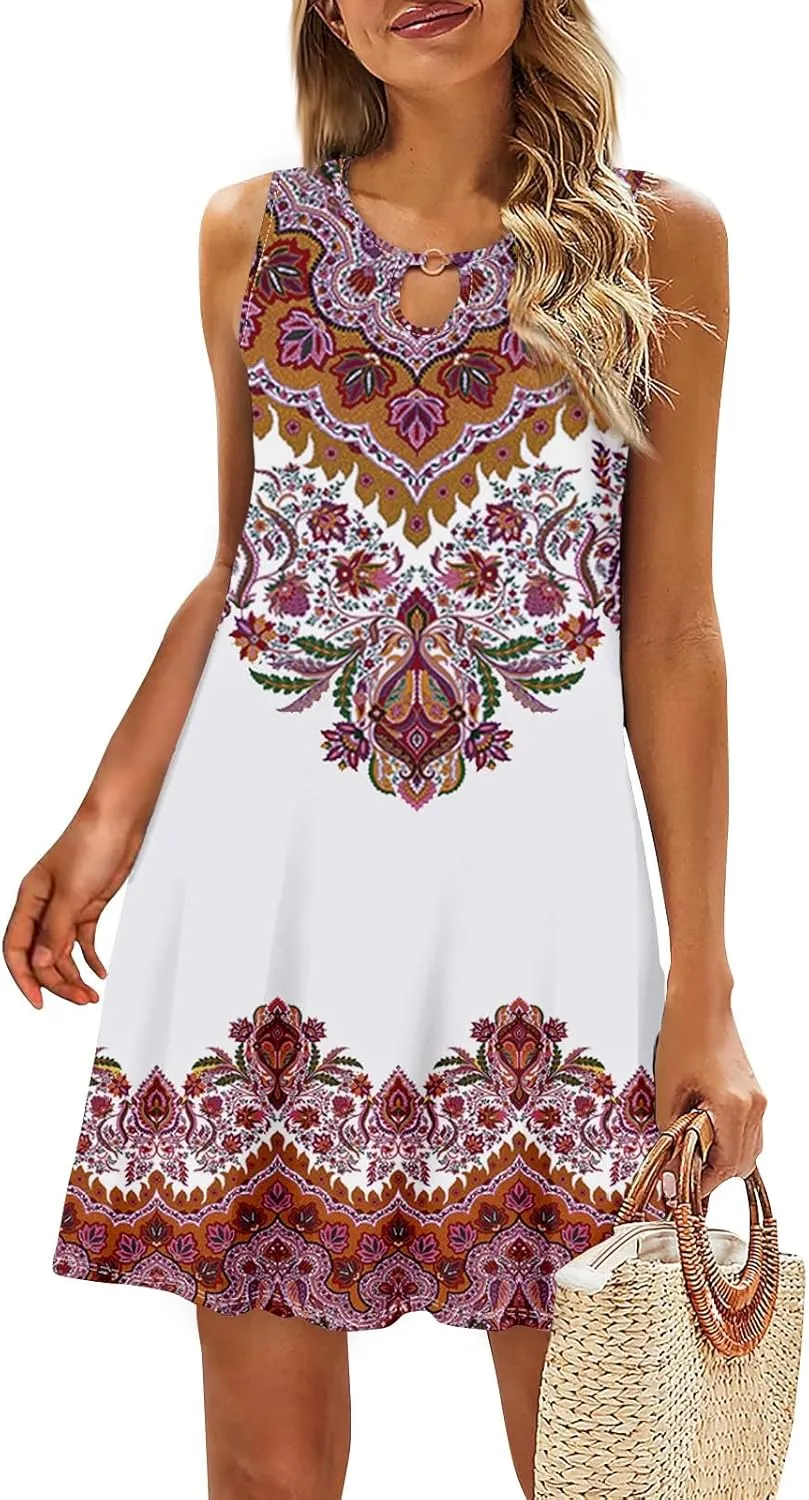 SGASY Women's Casual Summer Sleeveless Dresses Plus Size Swing Tank Dress Hawaiian Beach Sundress with Pockets 2024