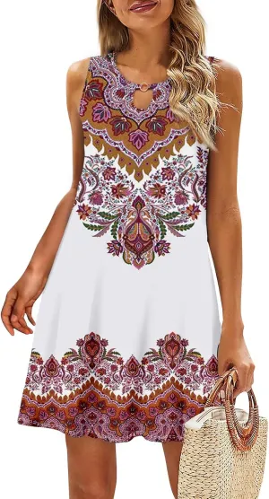 SGASY Women's Casual Summer Sleeveless Dresses Plus Size Swing Tank Dress Hawaiian Beach Sundress with Pockets 2024
