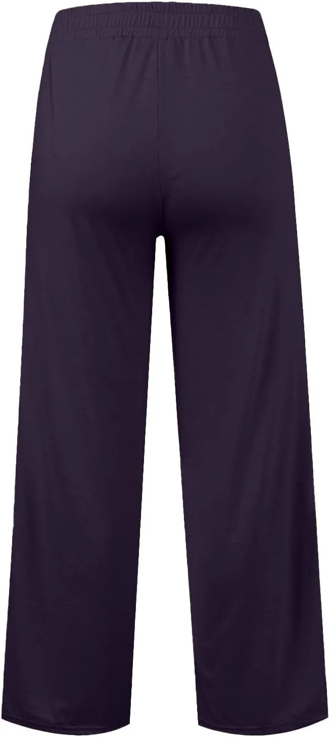 SHAOBGE Oversized Wide Leg Sweatpants Women Elastic Drawstring Straight Leg Sweatpants Low Waisted Baggy Lounge Pants Pocket