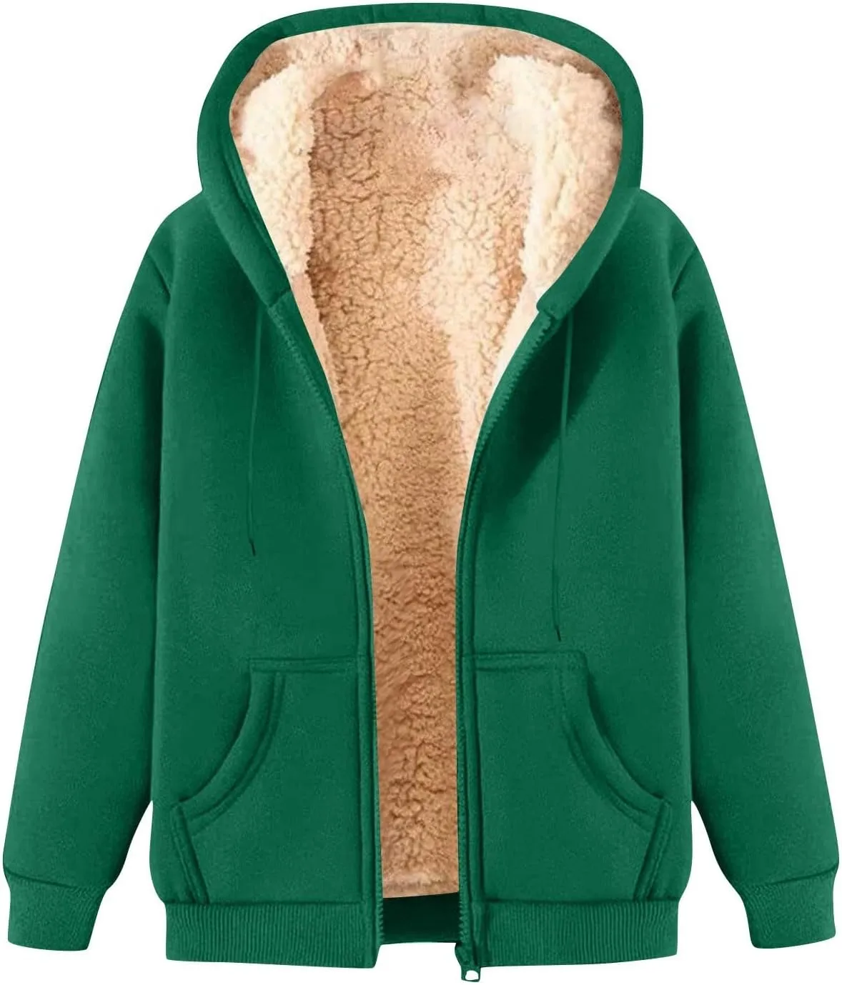 Sherpa Jacket Women Comfort Zip Up Sherpa Lined Hoodies Y2k Trendy Casual Winter Thicken Sweatshirt Jacket Coat