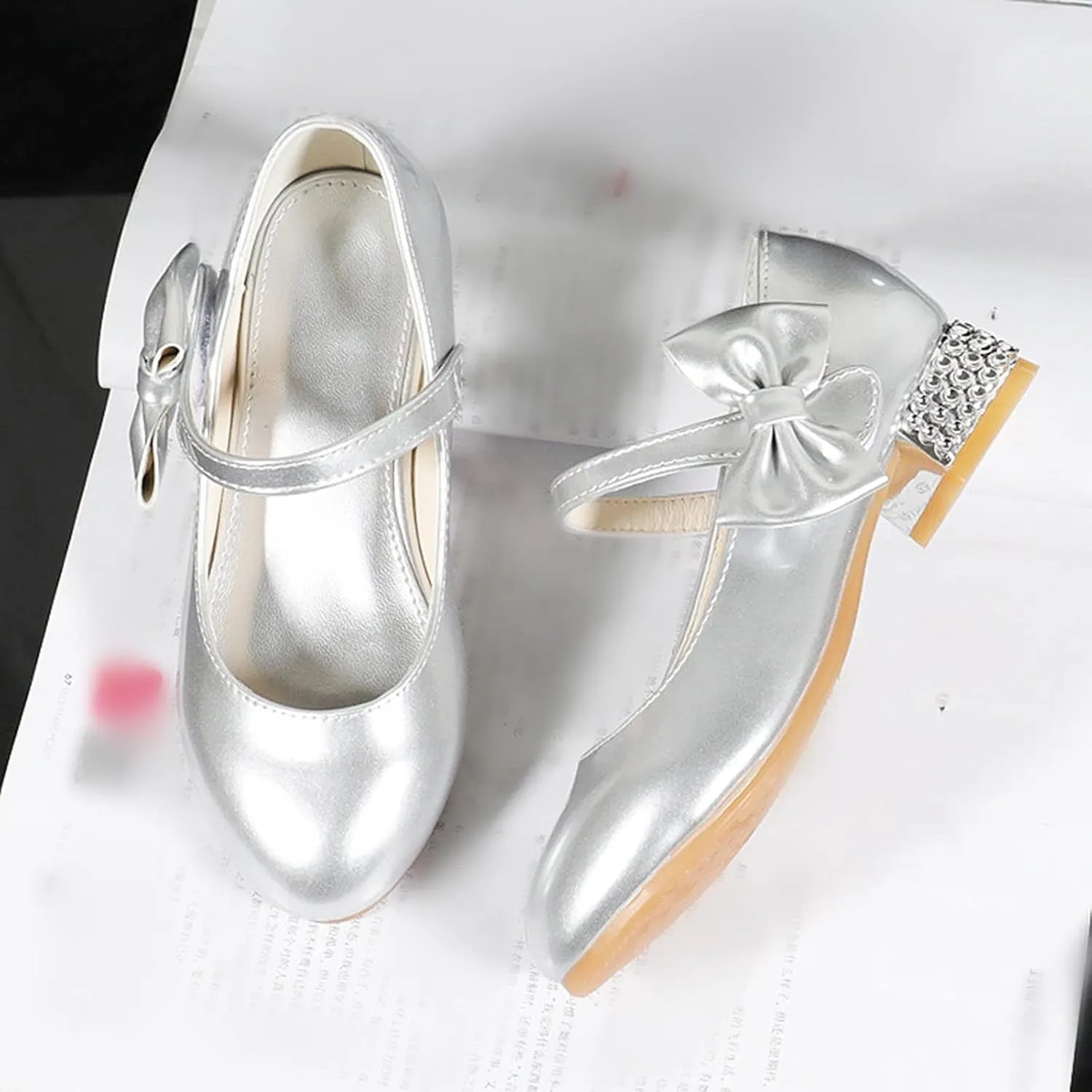 Shoes Low Heel Toddler Girls Dress Shoes Cute Bowknot Patent Mary Jane Flower Girls Wedding School Mary Jane Heels