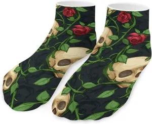Skulls Vine Roses Unisex Low Cut Socks No Show Athletic Running Ankle Sock