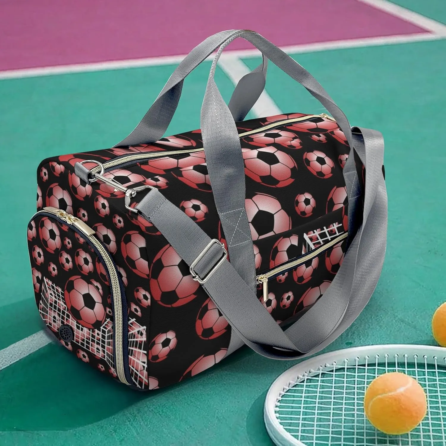 Soccer Ball Player Number Name Travel Duffel Bag,Sports Tote Gym Bag,Shoulder Weekender Overnight Bag for Women