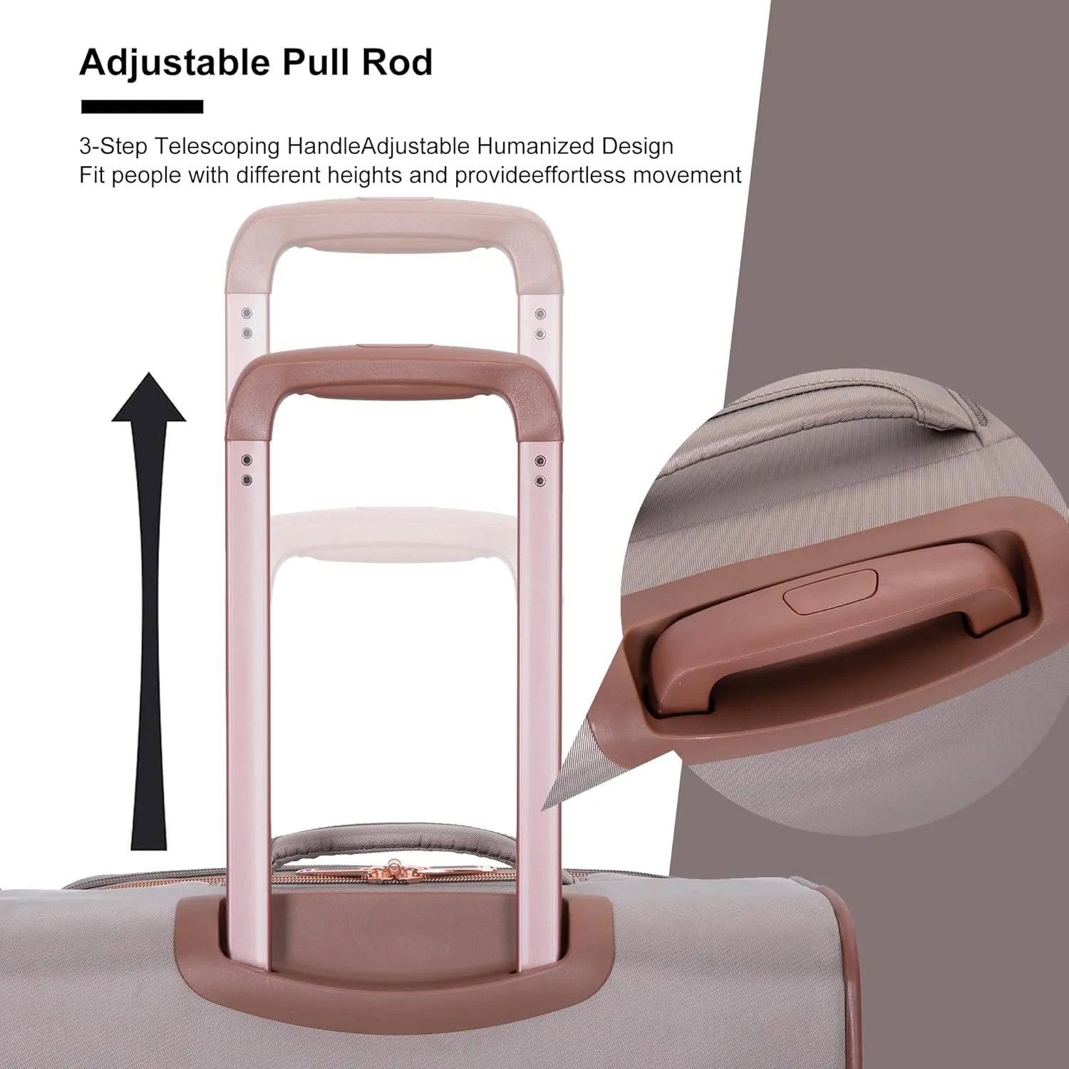 Softside Upright Luggage Set 4 piece, Terylene Expandable Lightweight Suitcase Sets with Double Spinner Wheels (16/20/24/28), Khaki