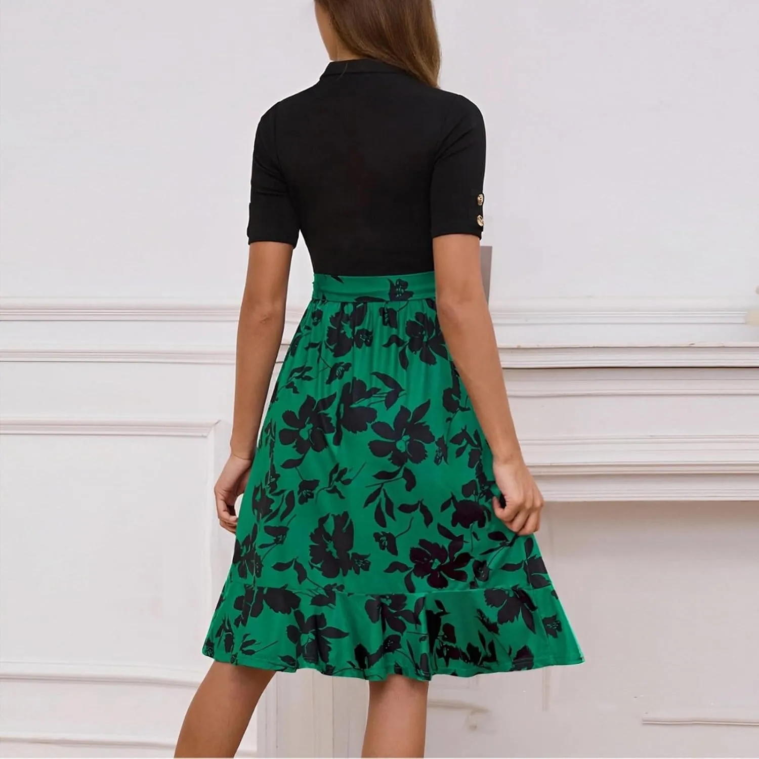 Summer Dresses for Women 2025 Short Sleeve Maxi Dress Flowy Asymmetrical Ruffle Tiered Boho Floral Dress with Belted