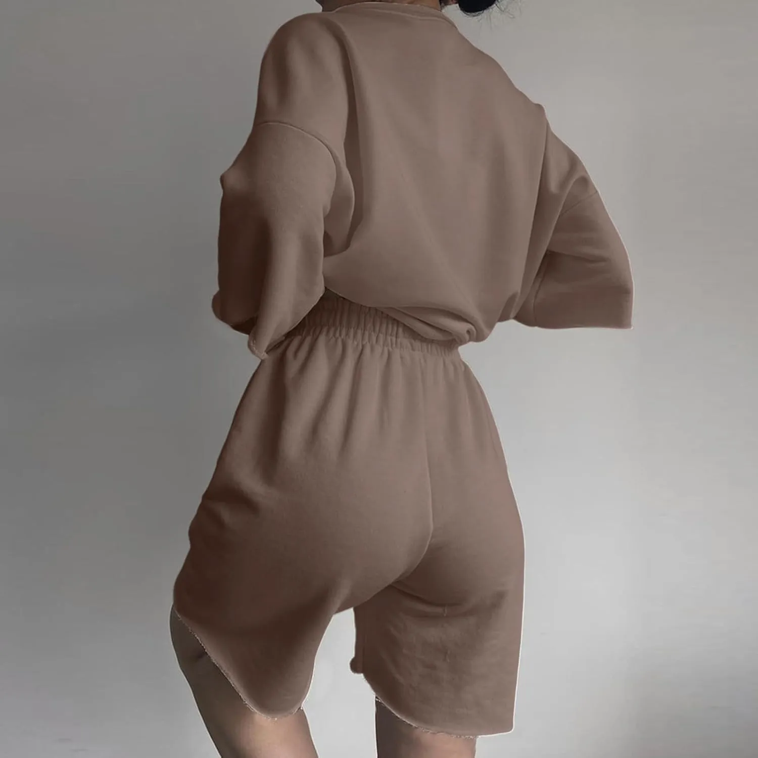 Summer Outfits for Women Ruffled Shirt and High Waist Shorts Sweatsuit Set Relaxed Fit Two Piece Lounge Spring Sets