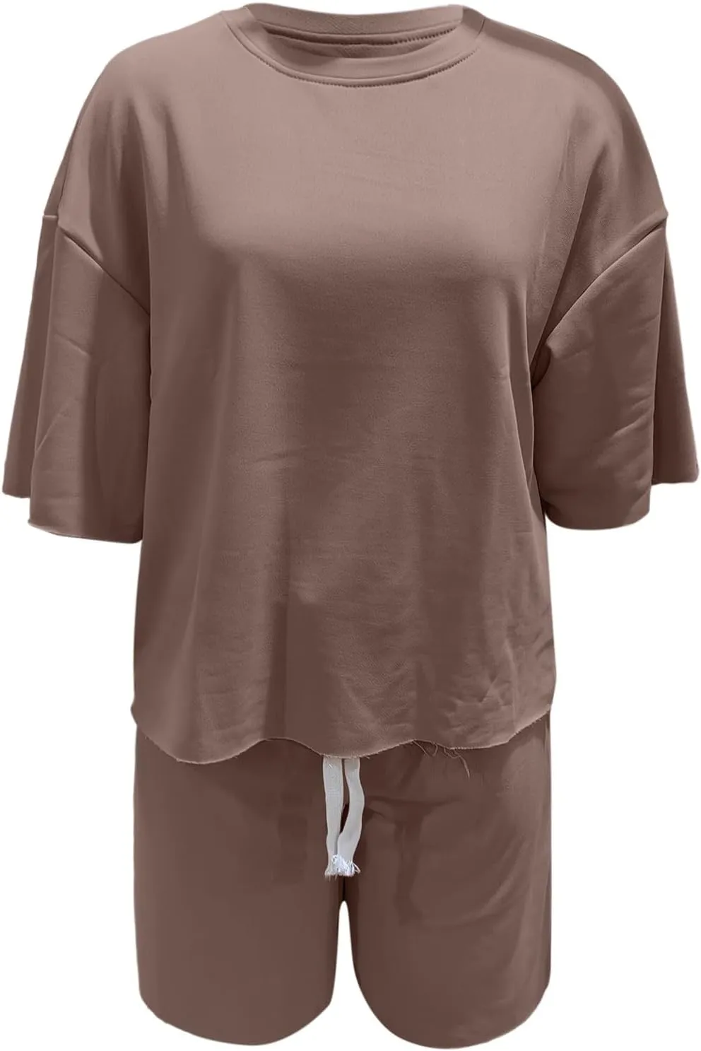 Summer Outfits for Women Ruffled Shirt and High Waist Shorts Sweatsuit Set Relaxed Fit Two Piece Lounge Spring Sets
