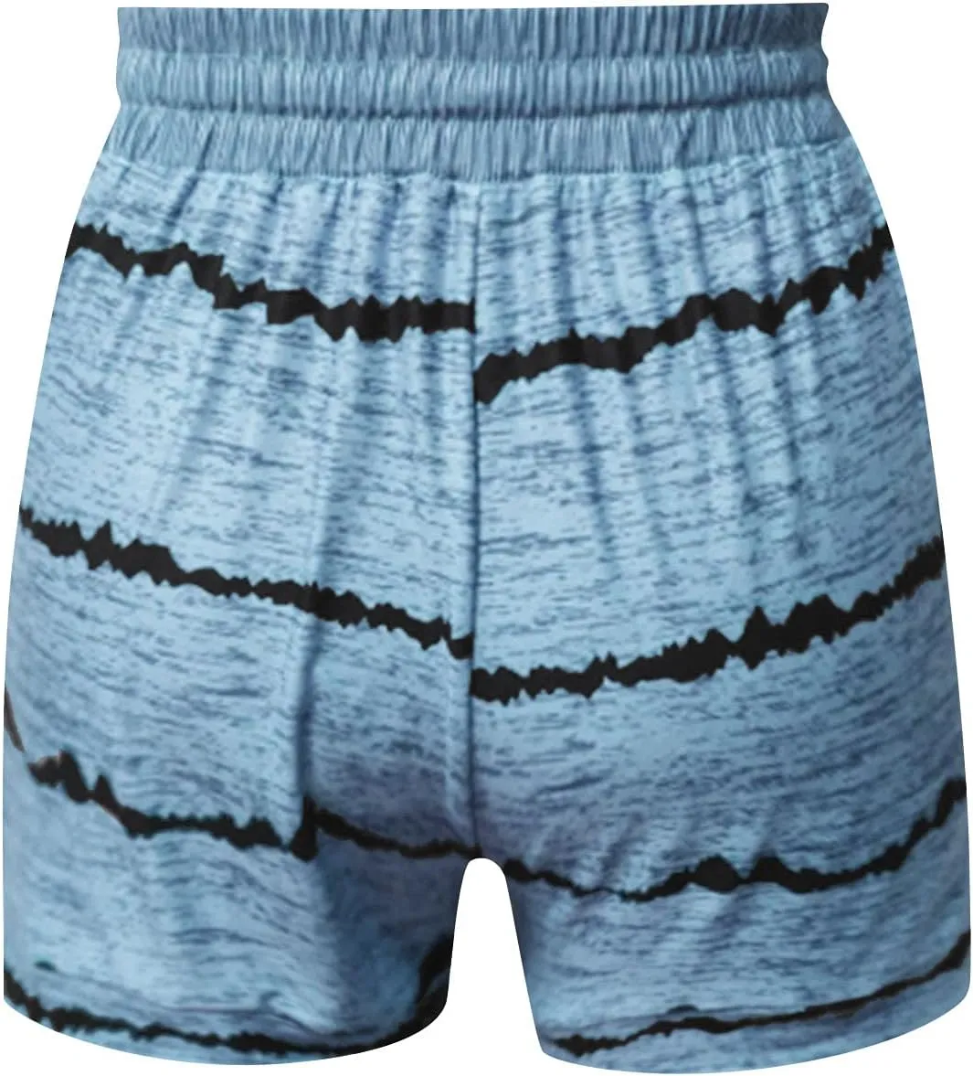 Summer Shorts for Women Trendy Print Yoga Pants Casual Loose Elastic Drawstring Trousers Beach Shorts Pockets