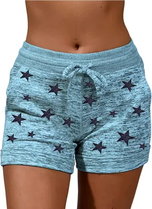 Summer Shorts for Women Trendy Print Yoga Pants Casual Loose Elastic Drawstring Trousers Beach Shorts Pockets