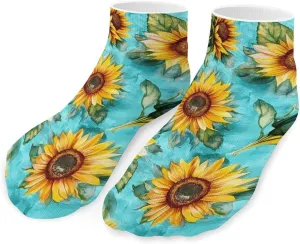 Sunflowers Turquoise Color Unisex Low Cut Socks No Show Athletic Running Ankle Sock