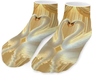 Swans in Love Unisex Ankle Socks Low Cut Funny Print Athletic No Show Stocking