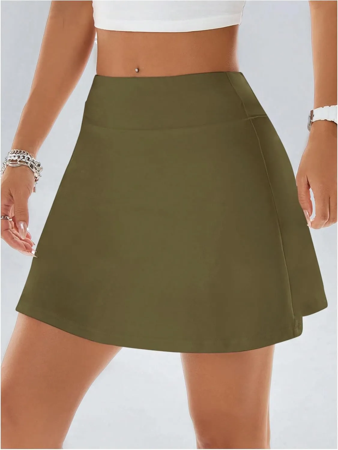 SweatyRocks Women's Mini Skirts with Shorts High Waisted Split Hem Tennis Skirt Skorts Golf Workout Skirt