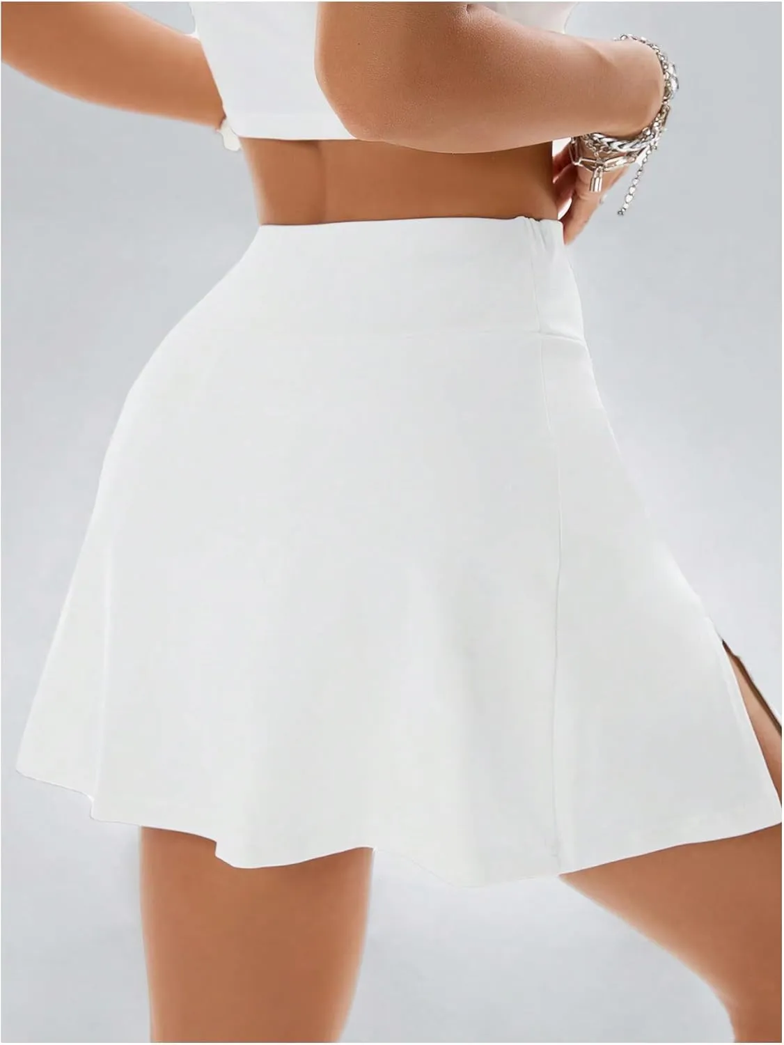 SweatyRocks Women's Mini Skirts with Shorts High Waisted Split Hem Tennis Skirt Skorts Golf Workout Skirt
