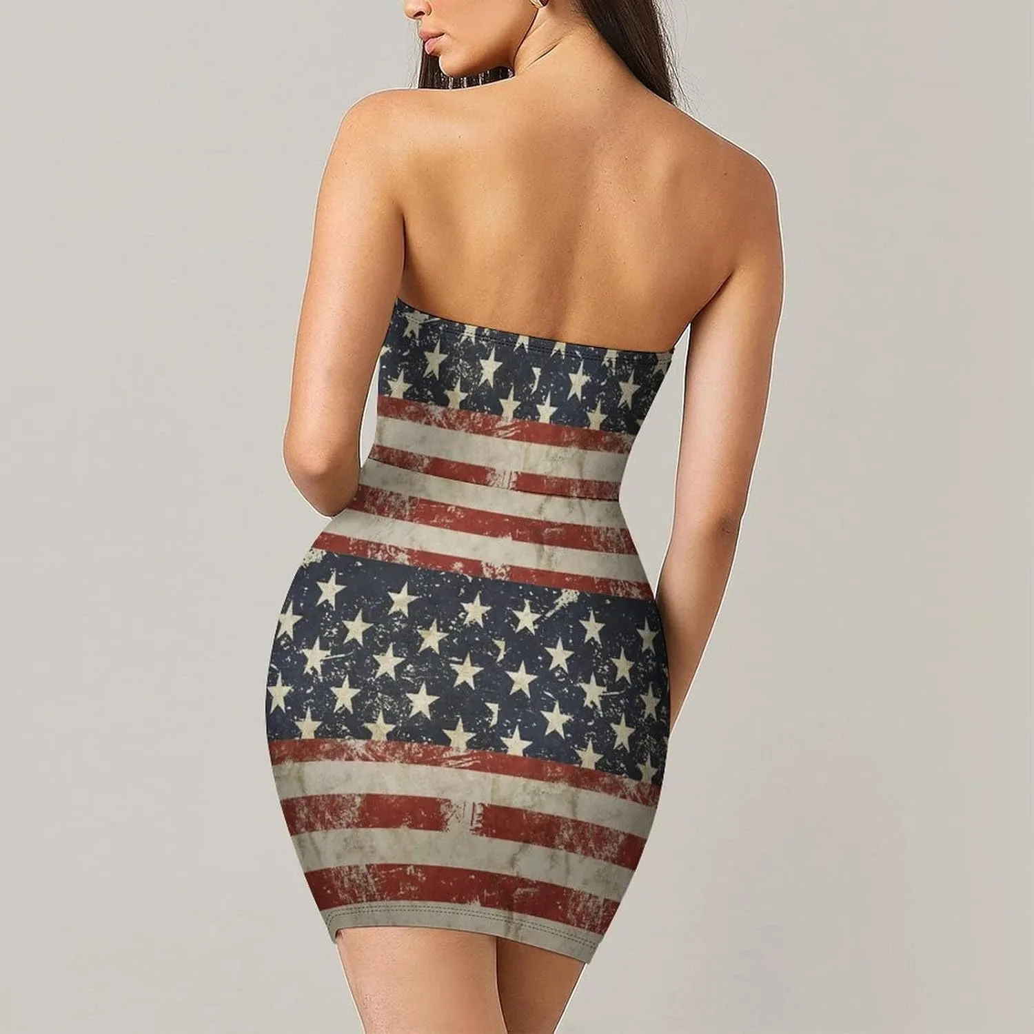 TAIZIYEAH Dress American Flag Women's Summer Casual Loose Dress Long Dress Short Sleeve for Girls Fashion Skirts S