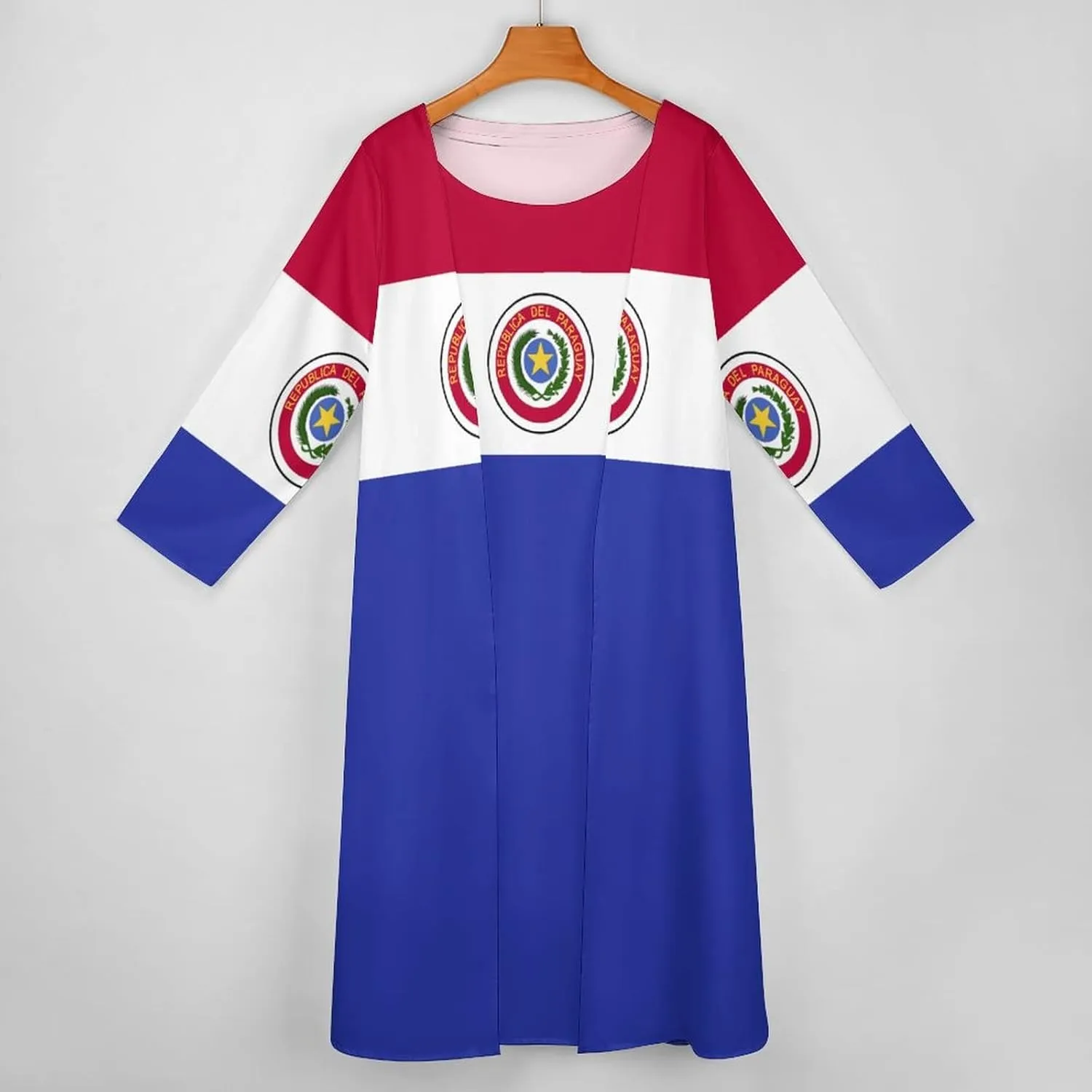 TAIZIYEAH Dress Suit Paraguay Flag Women's Summer Casual Loose Dress Long Dress Short Sleeve for Girls Fashion Skirts L