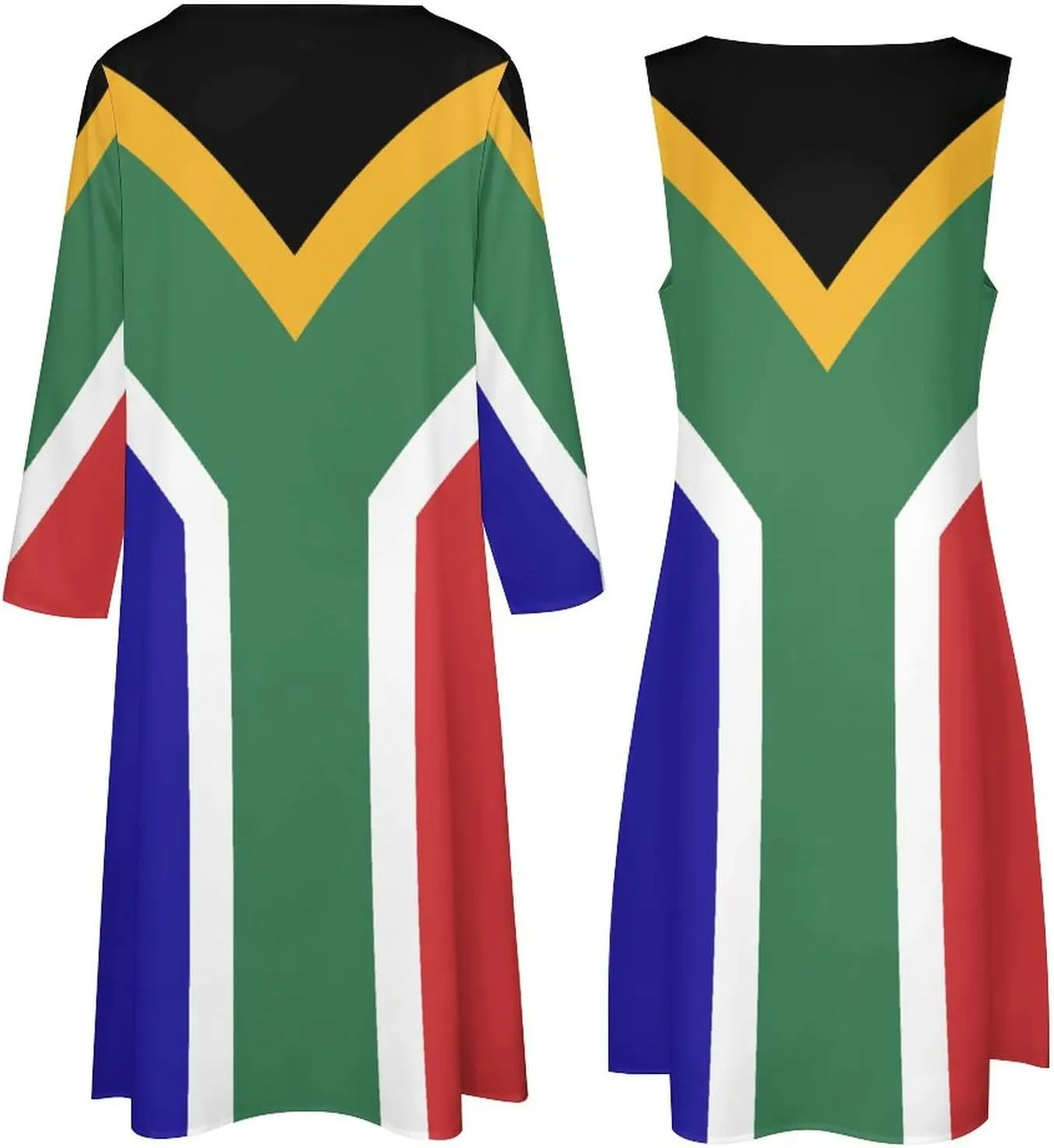 TAIZIYEAH Dress Suit South African Flag Women's Summer Casual Loose Dress Long Dress Short Sleeve for Girls Fashion Skirts XL