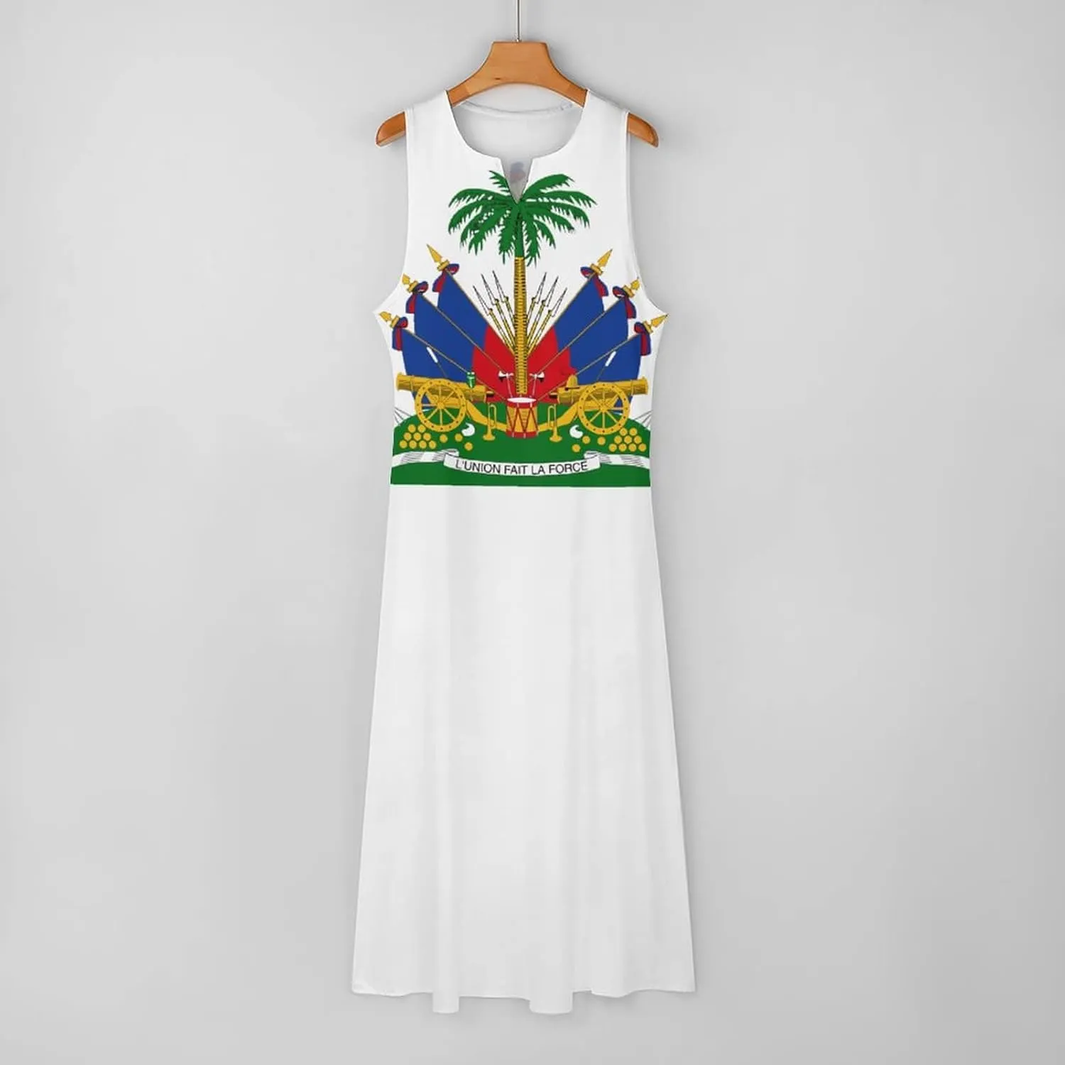 TAIZIYEAH Long Dress Elegant Casual Long Dress Haiti Flag Girls Summer Sunshine Beach Skirts for Womens L