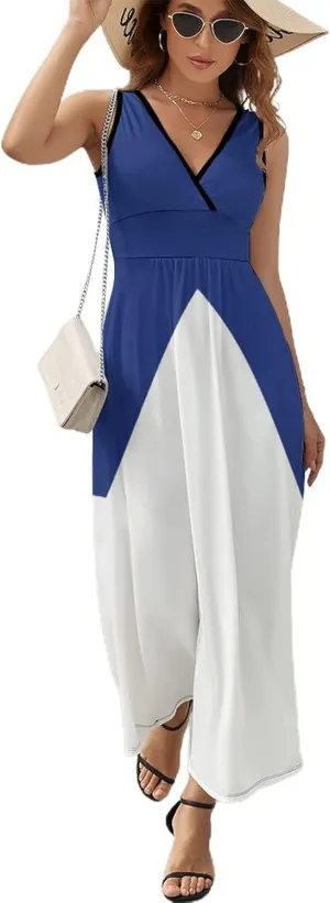 TAIZIYEAH Sleeveless Dress Elegant Casual Long Dress Finland Flag Girls Summer Sunshine Beach Skirts for Womens 2XL