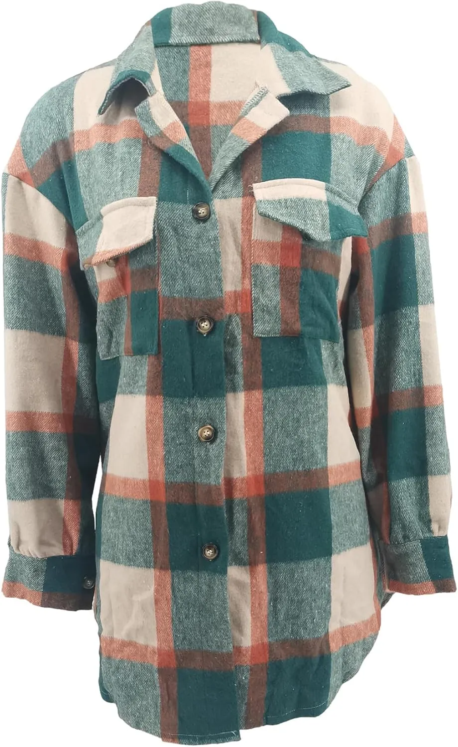 Tcremisa Womens Casual Plaid Shirt Jacket Wool Blend Button Down Long Sleeve Shacket Coats