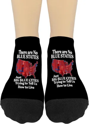 There Are Blue States Just Big Blue Citiess Trying To Tell Us Funny No Show Socks Womens Athletic Socks For Womens Pack Ankle Sock KawaiiSocks