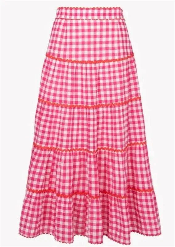 Thopavenoir Women's Y2k Stripe 2 Piece Outfits Square Neck Flutter Sleeve Tank Top   Ruffle Tiered Maxi Skirt Going Out Set